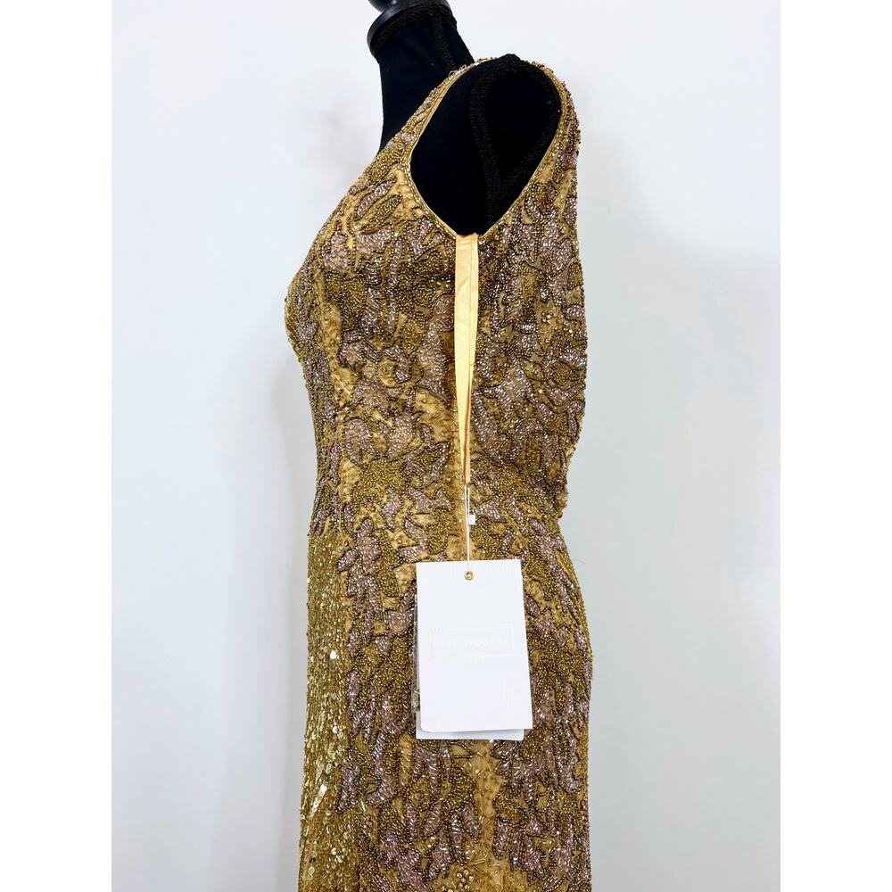 Mac‎ Duggal Gold Sequin Slit Gown Size 2 - Picture 5 of 9